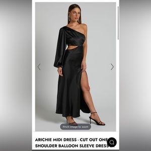 ARICHIE MIDI DRESS - CUT OUT ONE SHOULDER BALLOON SLEEVE DRESS